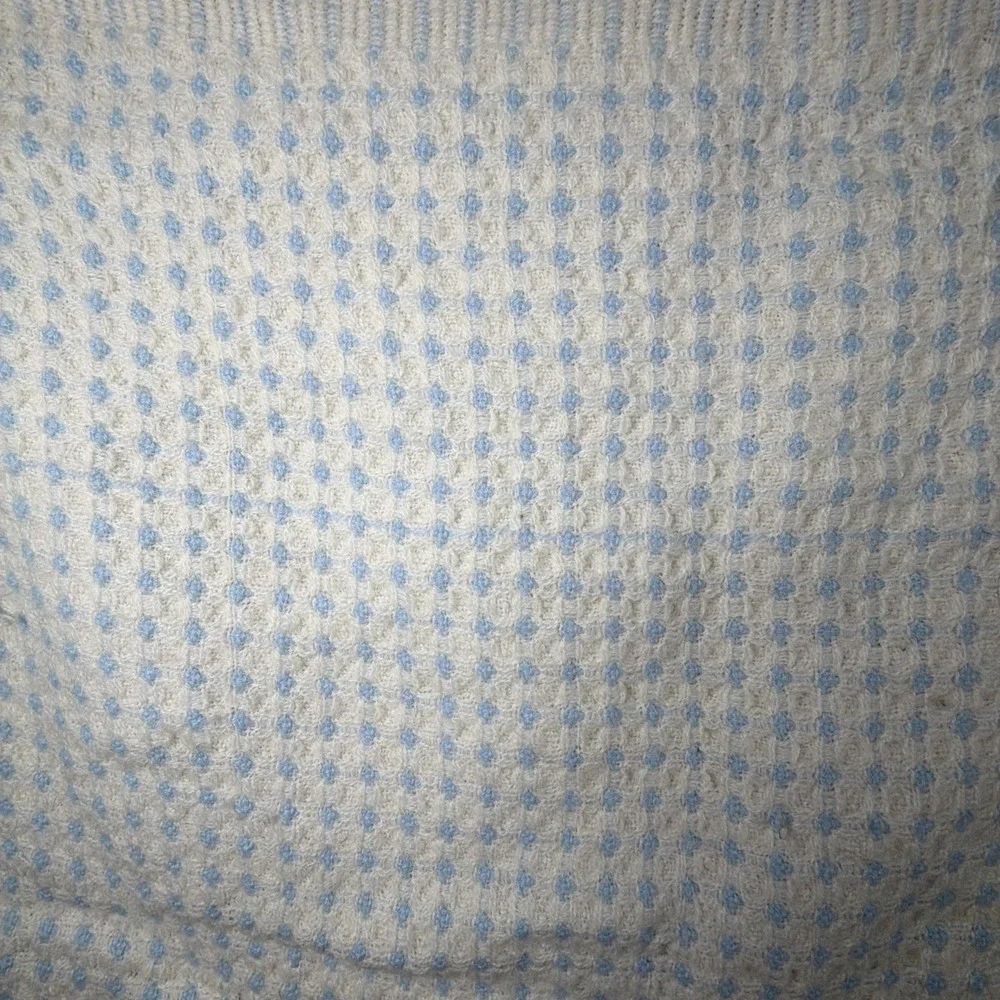 Vintage Waffle Weave Blue White Blanket Baby Double Sided Soft Crib Warm Gift‎
